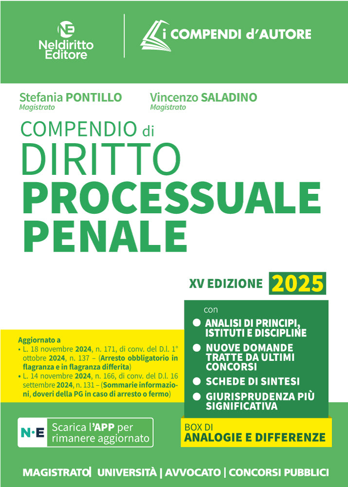 Compendio di procedura penale 2025 - Libreria Giuridica Sauzano
