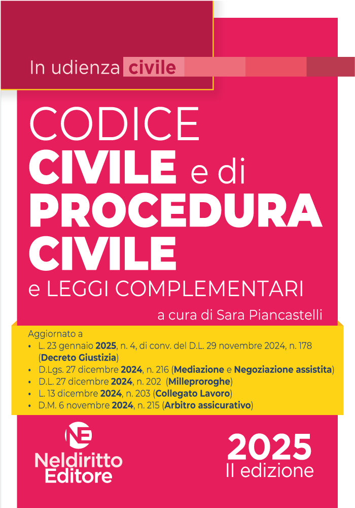 Codice Civile e di Procedura civile in udienza 2025. Aggiornato al I e al II Decreto Correttivo Cartabia - Libreria Giuridica Sauzano