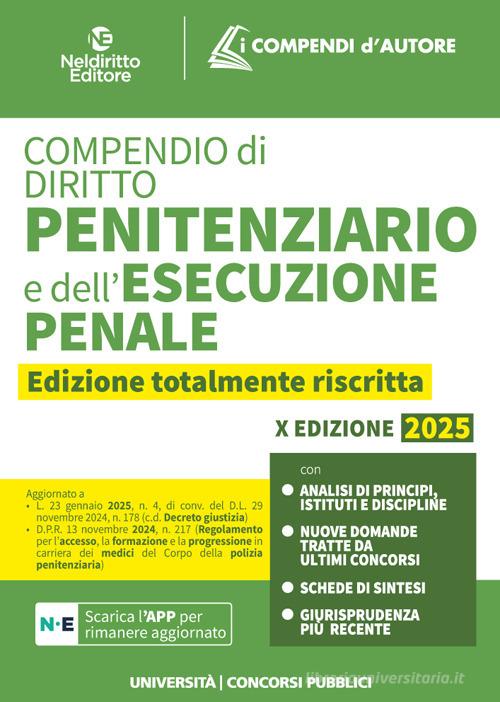 Compendio di diritto penitenziario e dell'esecuzione penale 2025 - Libreria Giuridica Sauzano