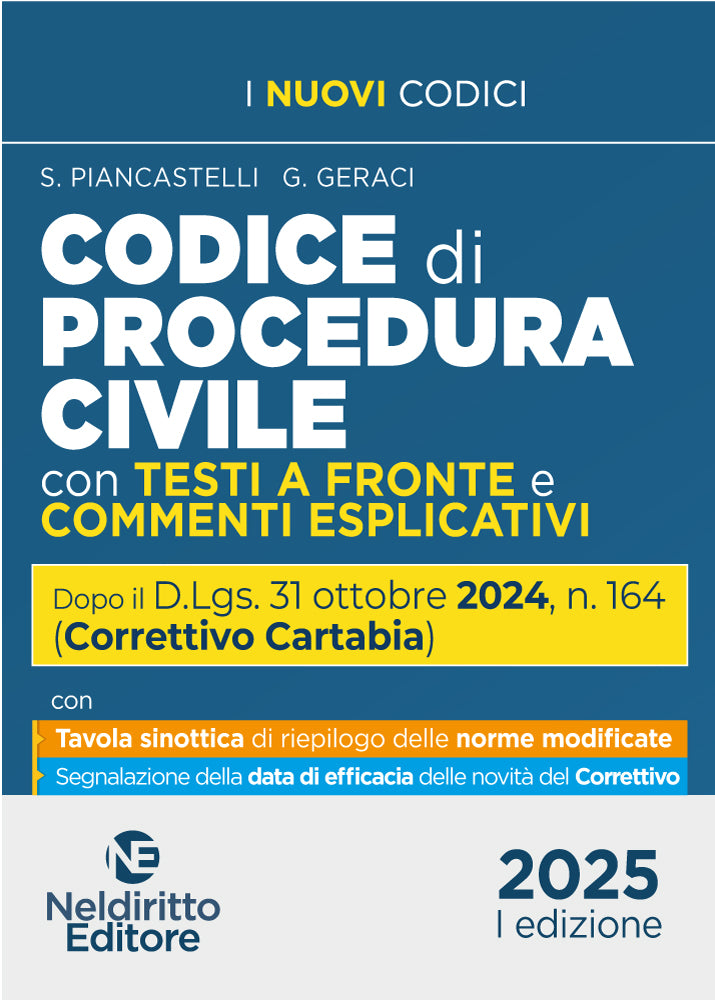 Codice di Procedura Civile con testi a fronte e commenti esplicativi aggiornato al Decreto Correttivo Cartabia D.Lgs. 31 ottobre 2024, n. 164 - Libreria Giuridica Sauzano
