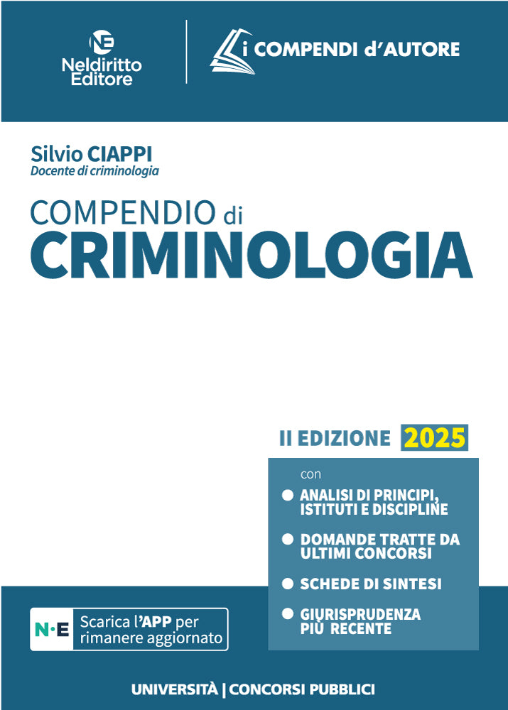 Compendio di Criminologia 2025 - Libreria Giuridica Sauzano