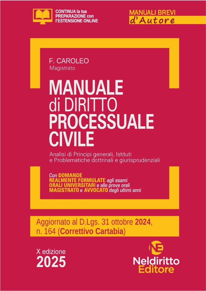 Manuale Breve di Procedura civile 2025 aggiornato al Decreto correttivo Cartabia 2024 - Libreria Giuridica Sauzano