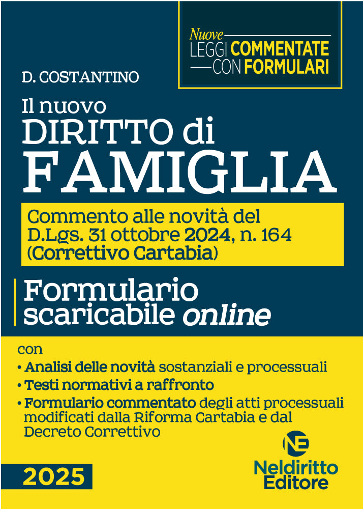 Il Nuovo diritto di Famiglia aggiornato al Decreto Correttivo Cartabia D.Lgs. 31 ottobre 2024, n. 164 - Libreria Giuridica Sauzano