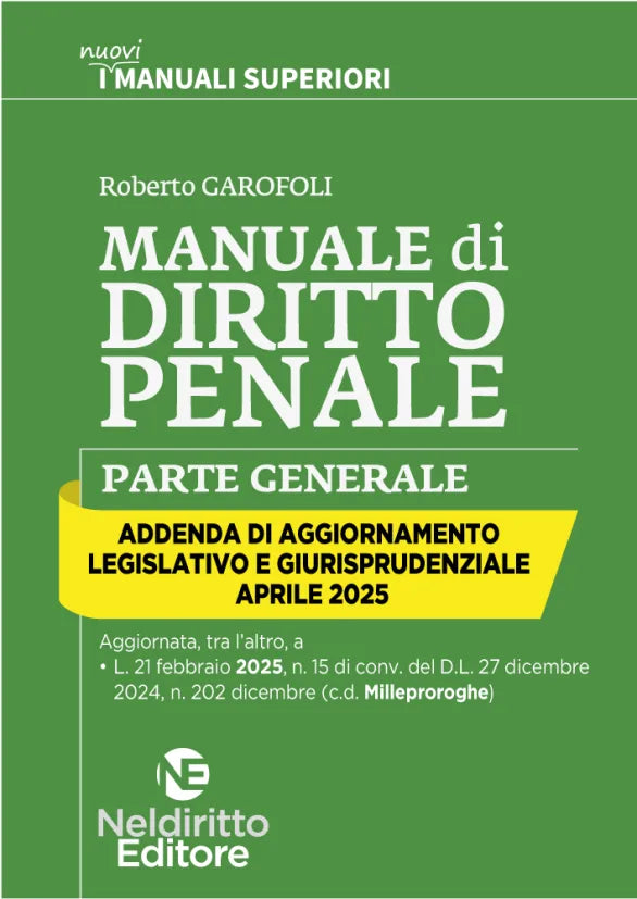Addenda di aggiornamento Manuale superiore di Penale. Aprile 2025