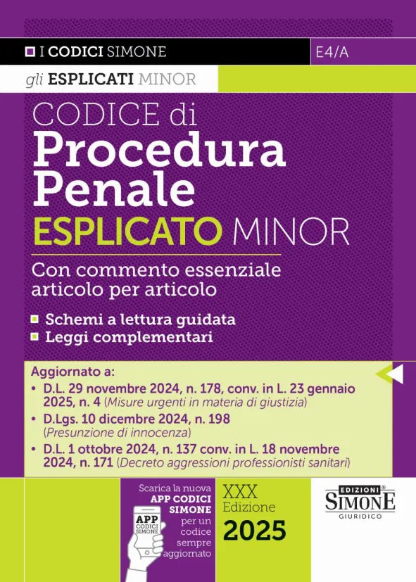 Codice di Procedura Penale Esplicato Minor 2025
