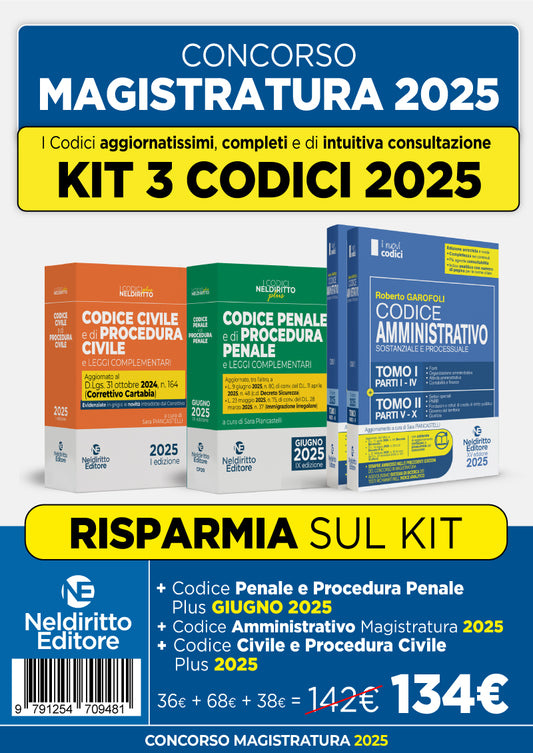 kit codici magistratura: Codice civile e di procedura civile plus + codice penale e di procedura penale plus + codice amministrativo normativo