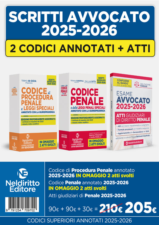 Kit Codice penale e Codice di procedura penale annotato con la giurisprudenza per l'Esame di avvocato 2025-2026 + Atti di diritto penale 2025