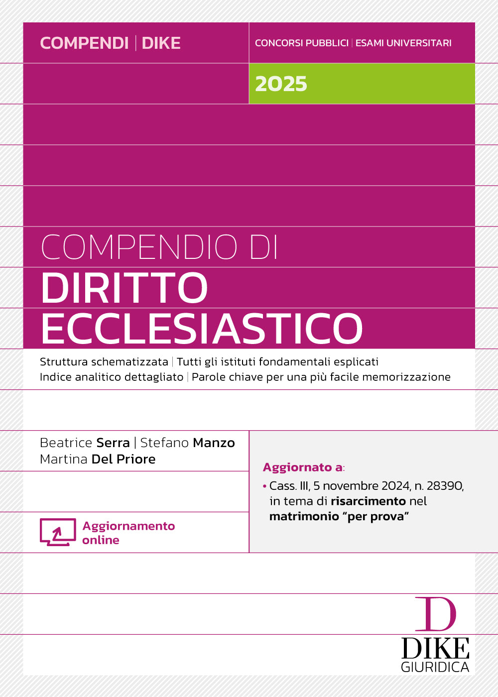Compendio di Diritto Ecclesiastico – 2025 – D13 - Libreria Giuridica Sauzano