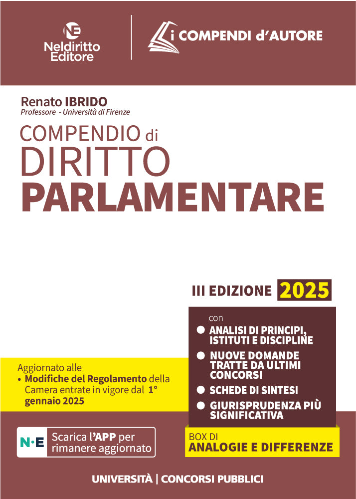 Compendio di diritto Parlamentare 2025 - Libreria Giuridica Sauzano