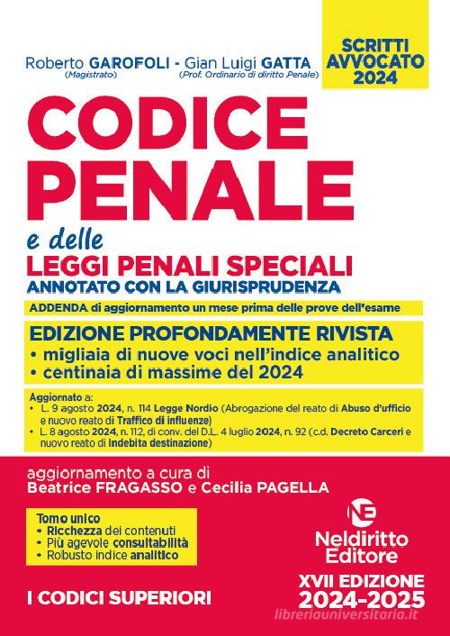 Codice penale annotato e delle leggi penali speciali. Esame avvocato 2024-2025 - Libreria Giuridica Sauzano
