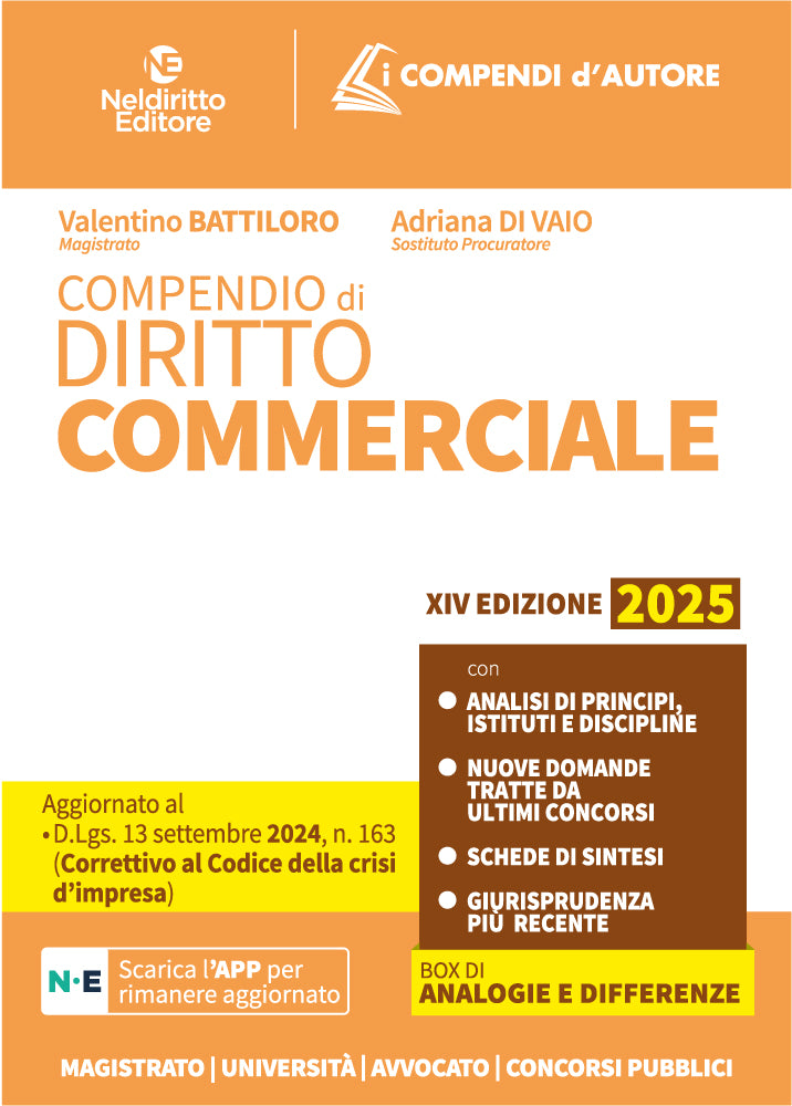 Compendio di Diritto Commerciale 2025 - Libreria Giuridica Sauzano