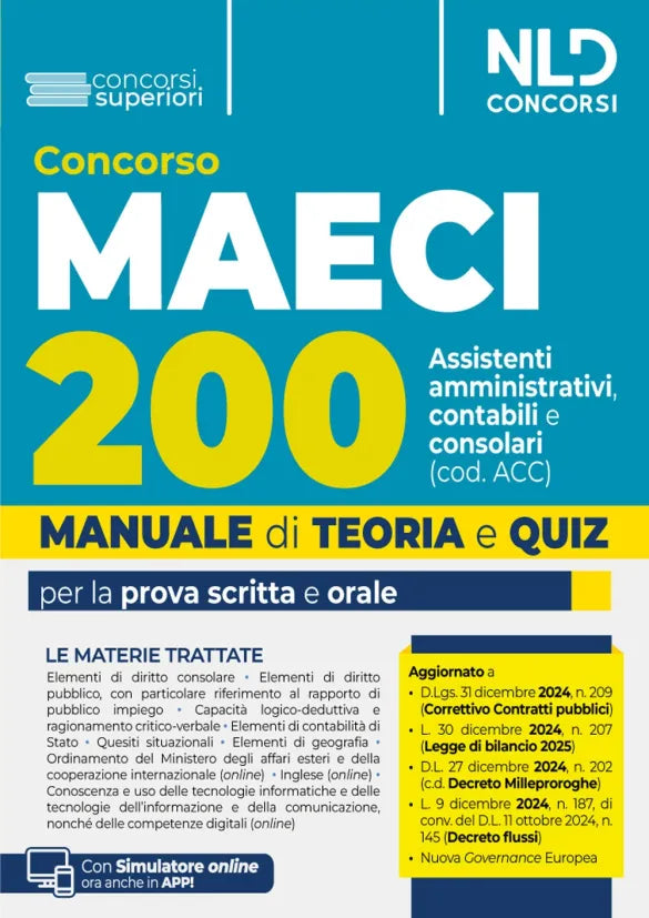 Concorso 200 Assistenti amministrativi contabili consolari Maeci (cod. ACC). - Libreria Giuridica Sauzano