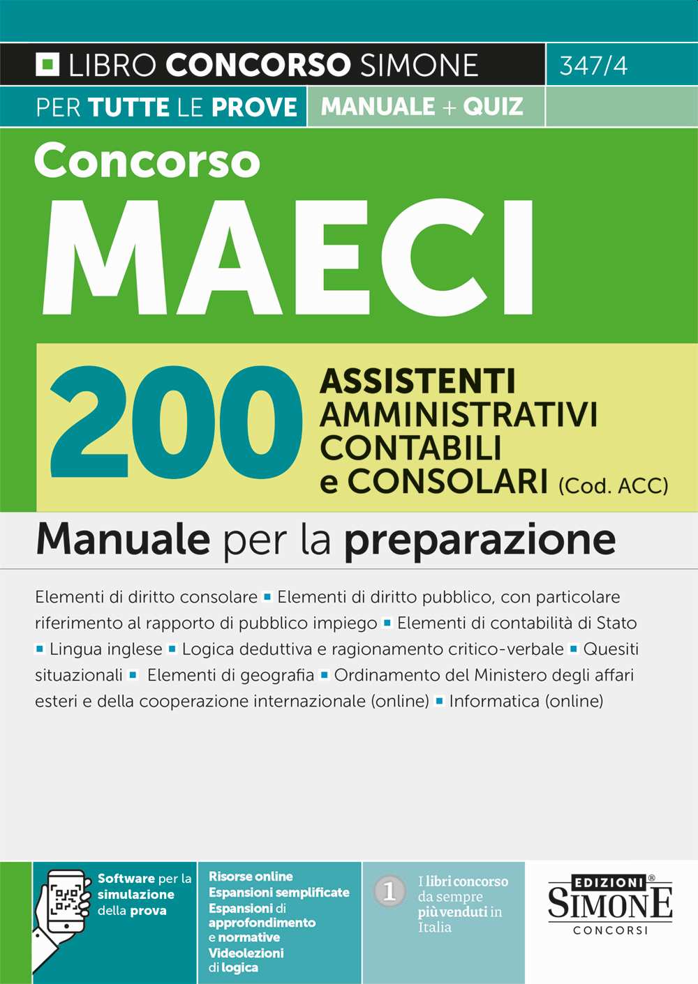 Concorso MAECI 200 Assistenti Amministrativi Contabili e Consolari (Cod. ACC) – Manuale – 347/4 - Libreria Giuridica Sauzano